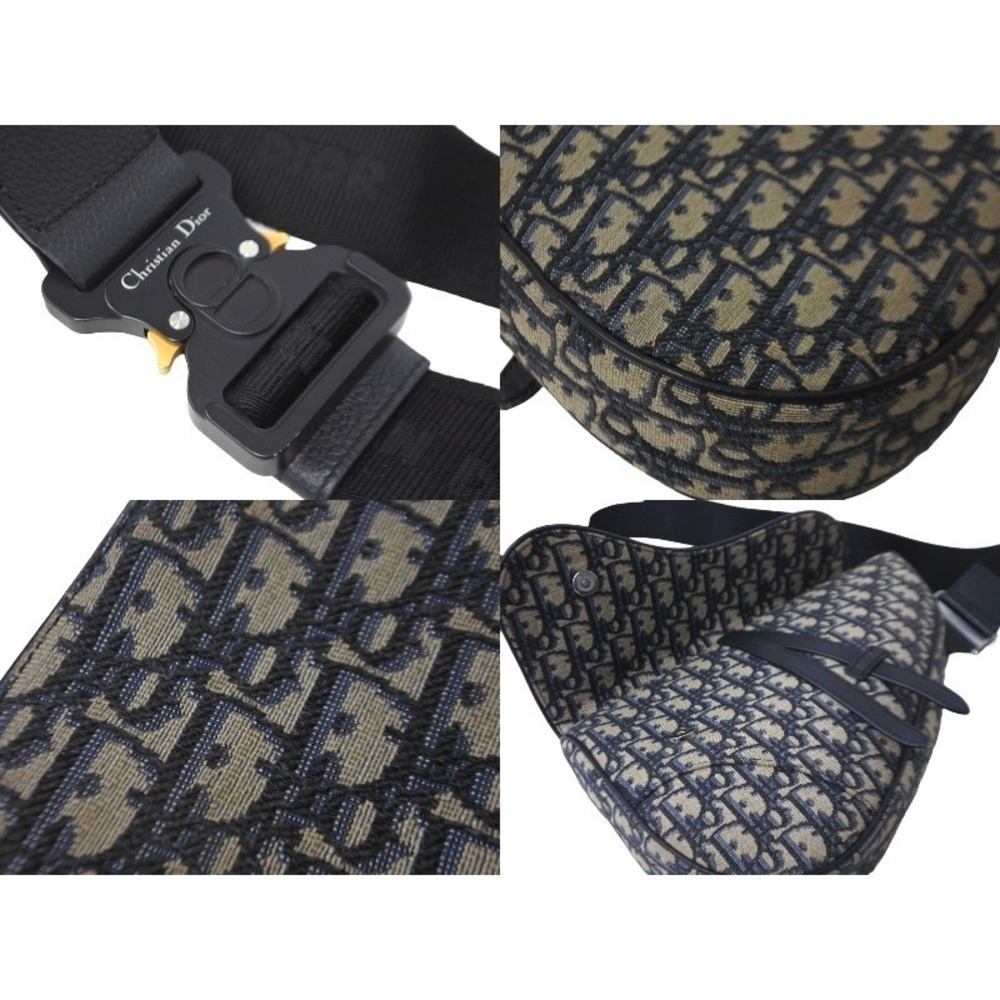 Dior Saddle Bag Body Oblique Beige Tan Navy Blue - Picture 5 of 9